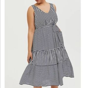 Torrid Navy/White Stripe Midi Dress